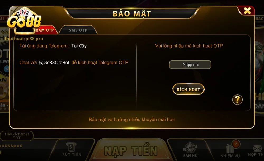 Hướng dẫn kích hoạt mã OTP bảo mật tài khoản và nhận mã code Vip 