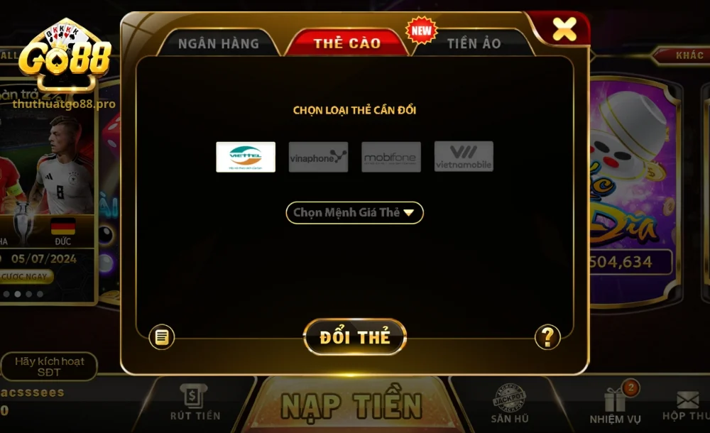 Quy trình rút tiền lợi nhuận bằng cách đổi thẻ cào điện thoại 