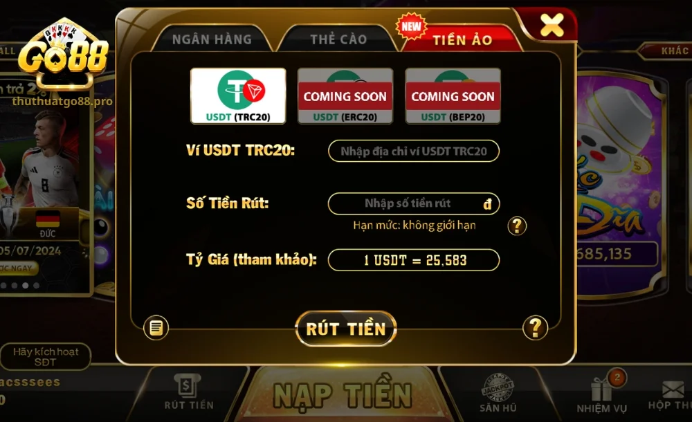 Rút tiền hiện đại thông qua cổng tiền ảo USDT 