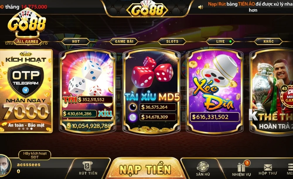 Tổng hợp các sảnh game gắn liền với tên tuổi Go88 online 